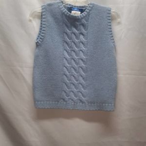 Ben Silver Kids Wool Blend Sample light blue Cable knit Sweater Vest US 7/8 180
